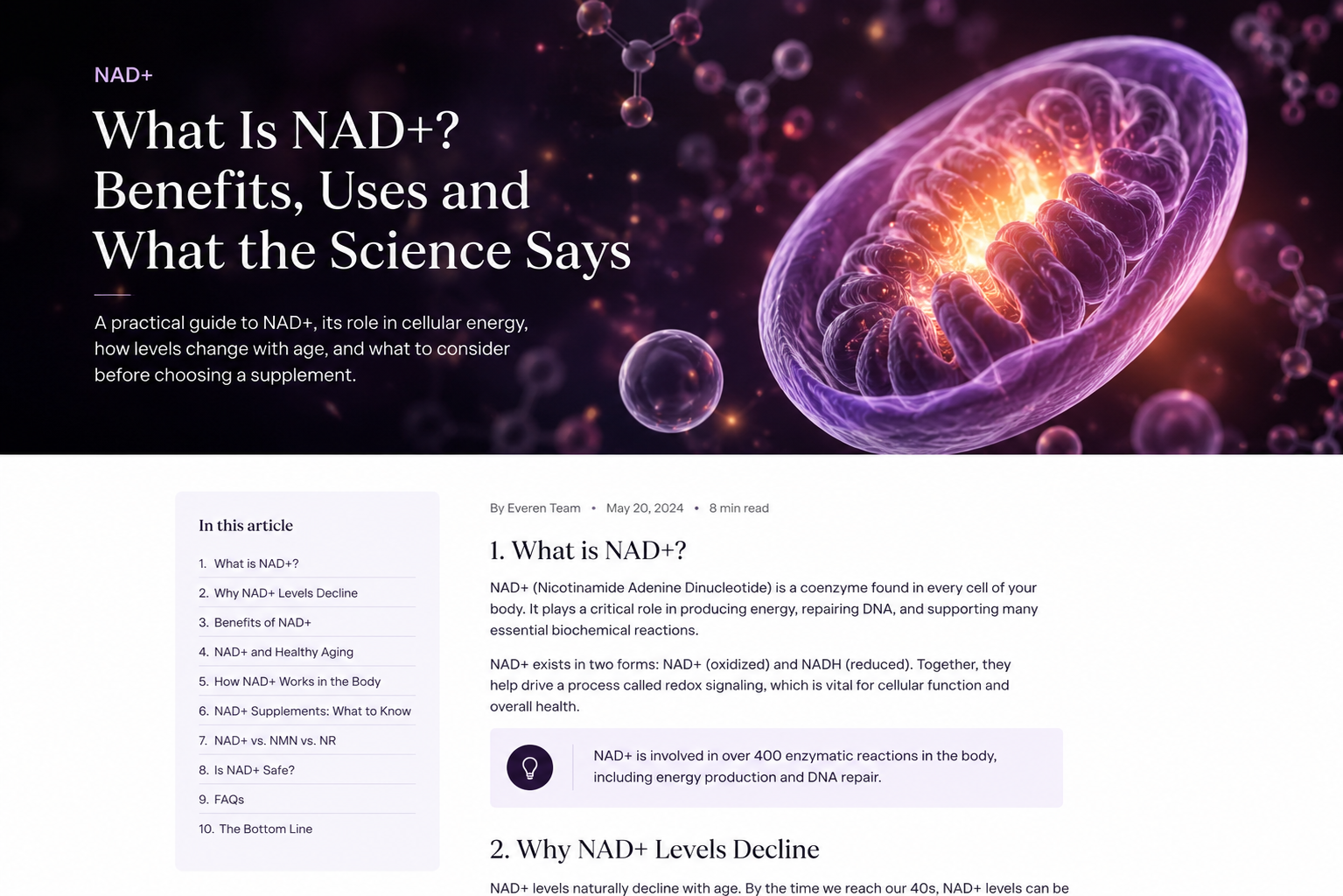 What Is NAD+? Benefits, Uses and What the Science Says